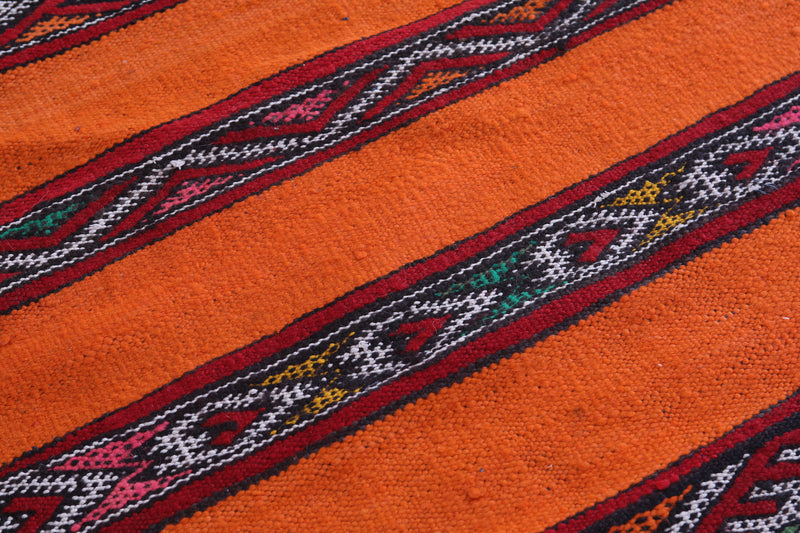 Orange moroccan berber kilim 5.1 FT X 8.1 FT