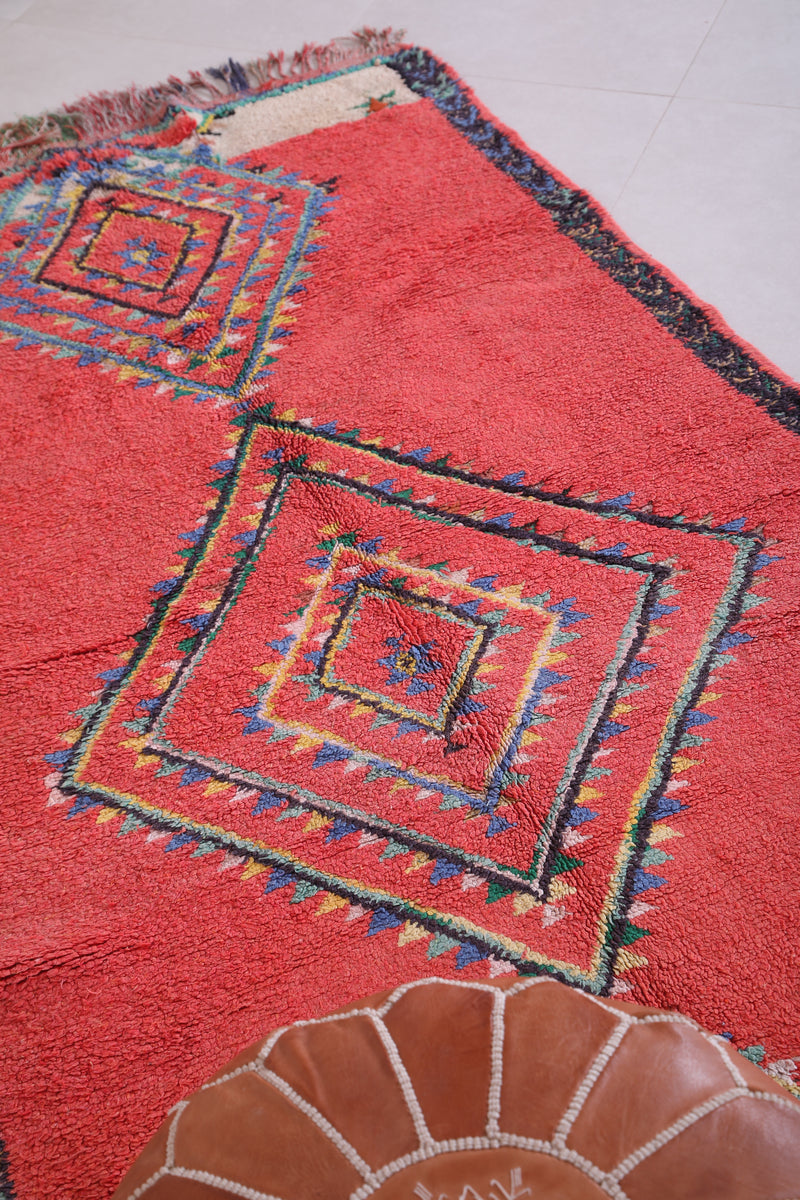 Red Moroccan Rug 4.1 X 7.4 Feet