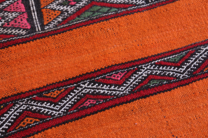 Orange moroccan berber kilim 5.1 FT X 8.1 FT