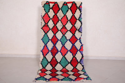 Colorful Handmade Moroccan trellis rug 2.6 X 5.8 Feet