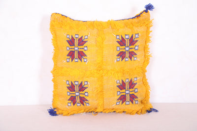 Moroccan pillow yellow 13.3 INCHES X 12.9 INCHES