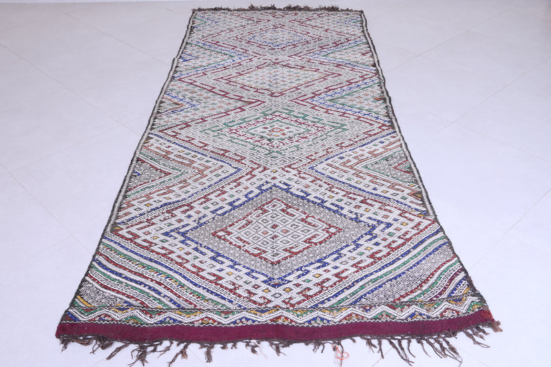 Vintage berber handwoven runner rug 4.1 FT X 9.9 FT