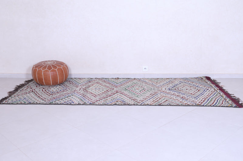 Vintage berber handwoven runner rug 4.1 FT X 9.9 FT