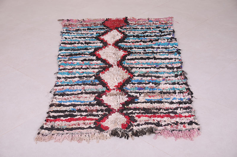 Handmade boucherouite rug 3.1 FT X 5.8 FT