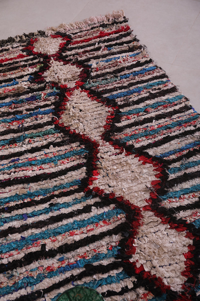 Handmade boucherouite rug 3.1 FT X 5.8 FT