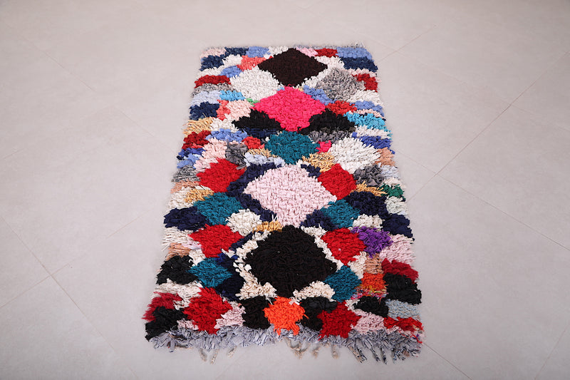 Colorful Moroccan Boucherouite Rug 2.4 X 4.8 Feet