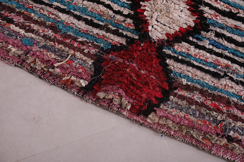 Handmade boucherouite rug 3.1 FT X 5.8 FT