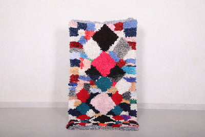 Colorful Moroccan Boucherouite Rug 2.4 X 4.8 Feet