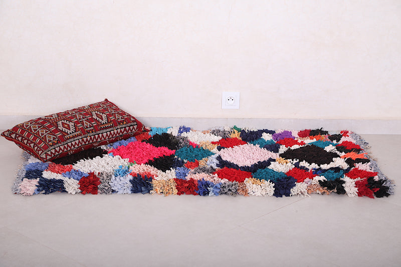 Colorful Moroccan Boucherouite Rug 2.4 X 4.8 Feet