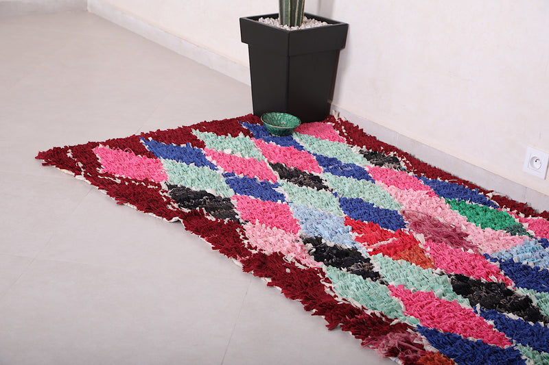 Moroccan Boucherouite runner rug 3.4 X 7.1 Feet