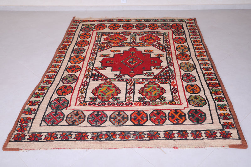 Vintage handmade moroccan berber hassira 5.8 FT X 8.3 FT