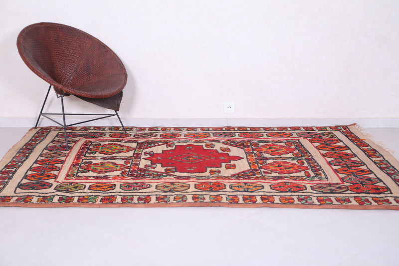 Vintage handmade moroccan berber hassira 5.8 FT X 8.3 FT