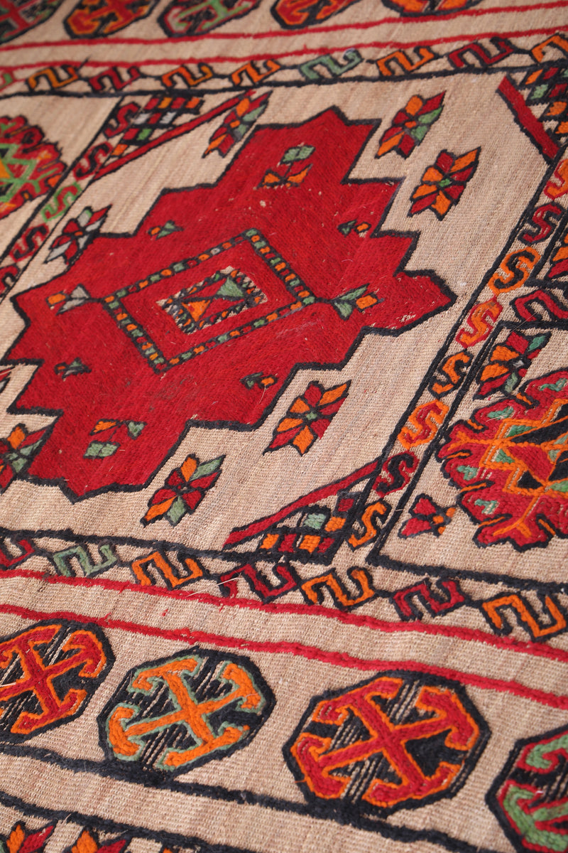 Vintage handmade moroccan berber hassira 5.8 FT X 8.3 FT