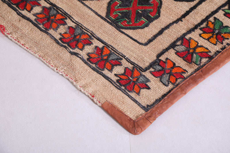 Vintage handmade moroccan berber hassira 5.8 FT X 8.3 FT