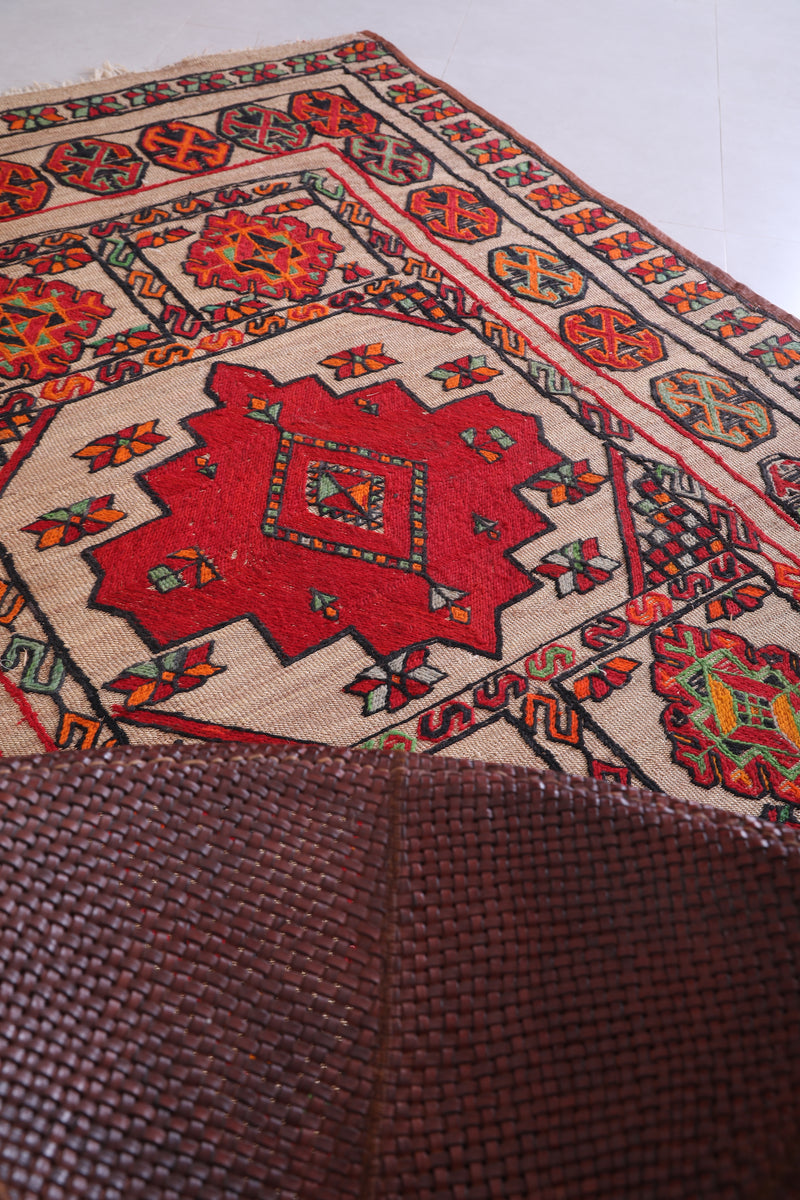 Vintage handmade moroccan berber hassira 5.8 FT X 8.3 FT