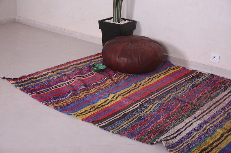 Colorful Moroccan kilim rug 5.2 FT X 8.3 FT