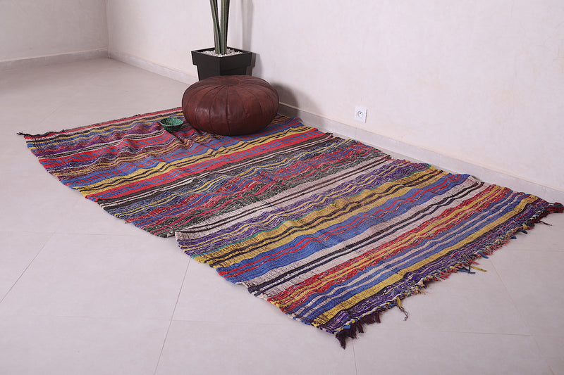 Colorful Moroccan kilim rug 5.2 FT X 8.3 FT