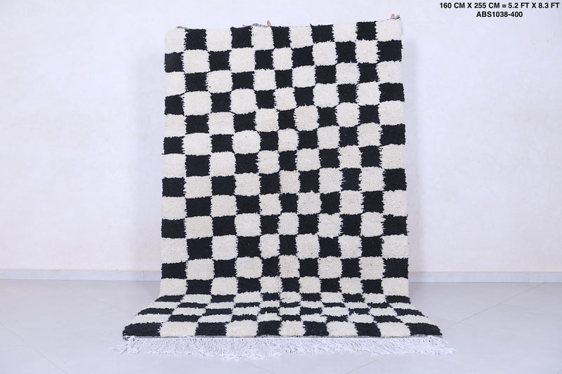 Handmade moroccan checkered rug 5.2 X 8.3 Feet