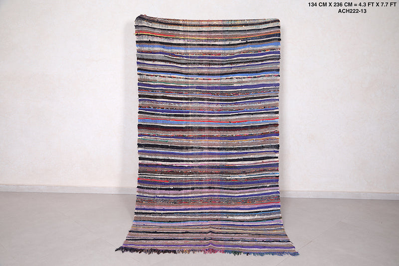 Colorful Runner Boucherouite rug 4.3 x 7.7 Feet