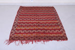 Vintage handmade berber rug 4.1 X 4.9 Feet - Handwoven Kilim