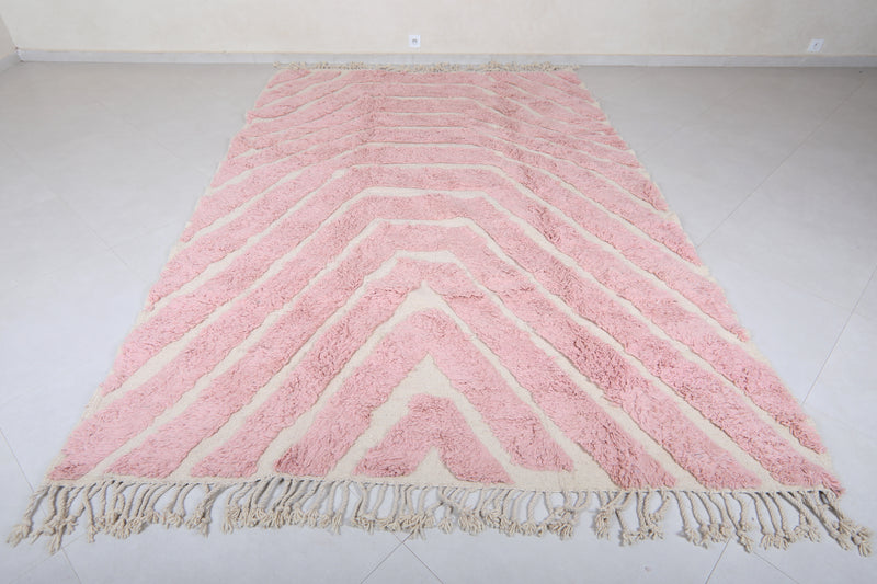 Beni Ourain Rug - 7.4 x 10.9 ft | Pink Minimalist Design