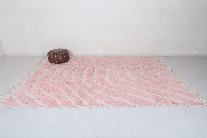 Beni Ourain Rug - 7.4 x 10.9 ft | Pink Minimalist Design