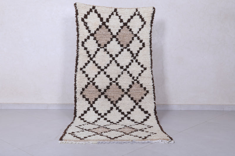 Moroccan Berber Rug – Beige and Brown Diamond Pattern 2.8 x 6.3 ft