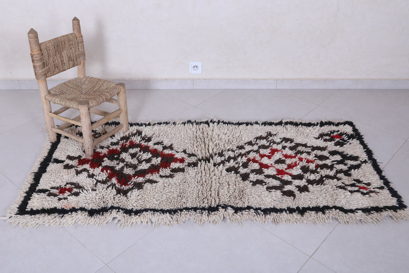 Moroccan Berber Rug – Geometric Red and Black Motif 2.6 x 6 ft