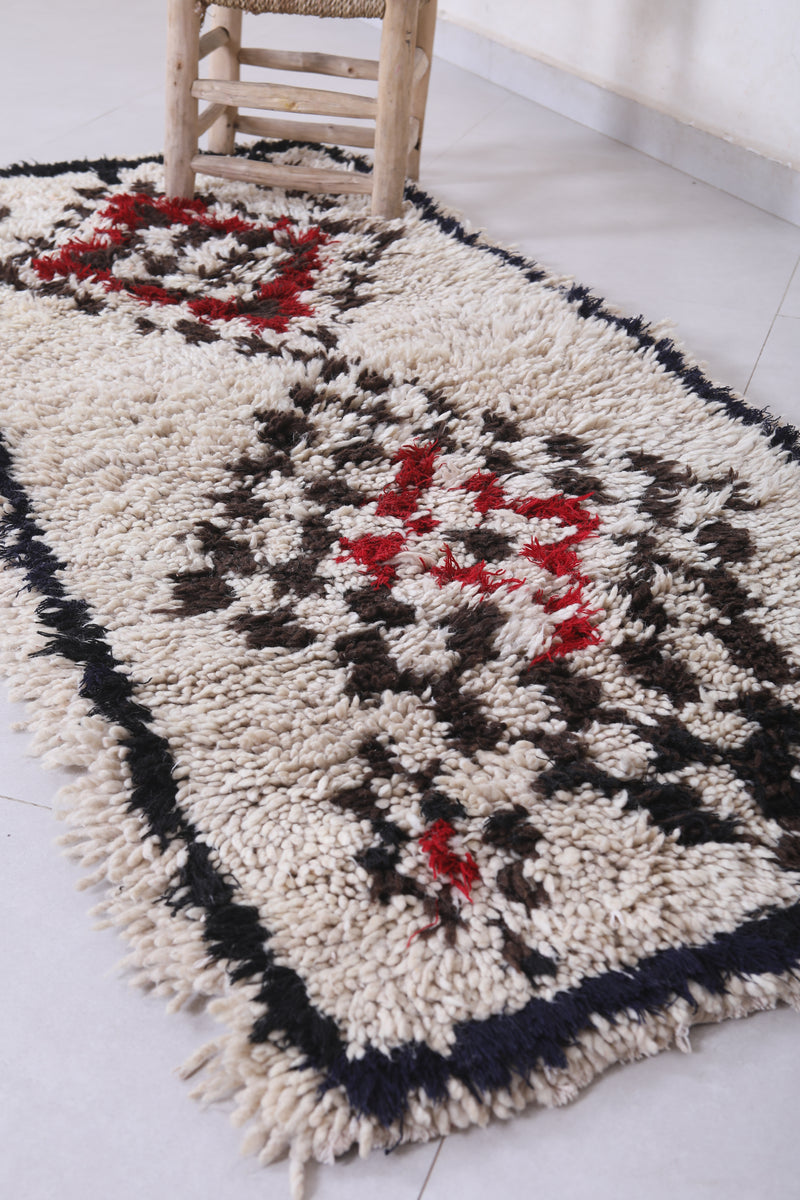 Moroccan Berber Rug – Geometric Red and Black Motif 2.6 x 6 ft