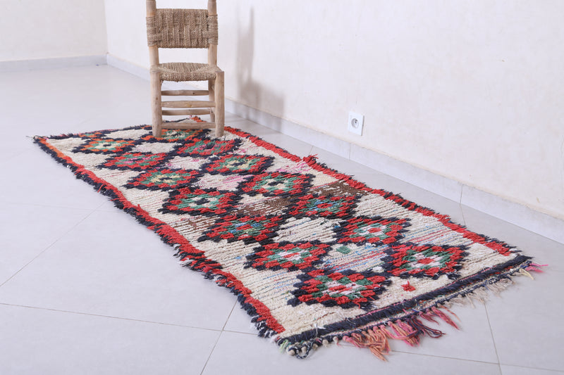 Moroccan berber rug 2.7 X 6.5 Feet - Boucherouite Rugs