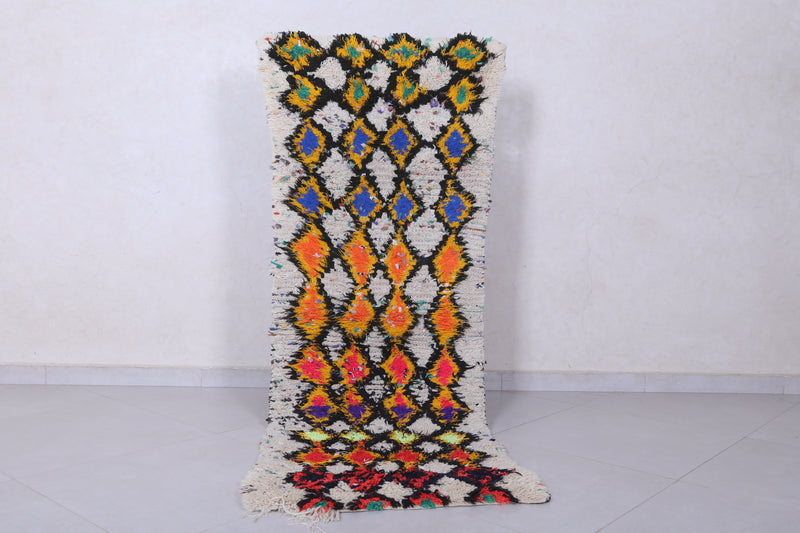 Moroccan Berber Rug – Vibrant Multicolor Diamond Design 2.3 x 6.4 ft