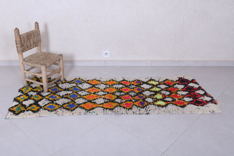 Moroccan Berber Rug – Vibrant Multicolor Diamond Design 2.3 x 6.4 ft