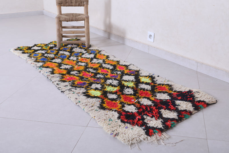 Moroccan Berber Rug – Vibrant Multicolor Diamond Design 2.3 x 6.4 ft