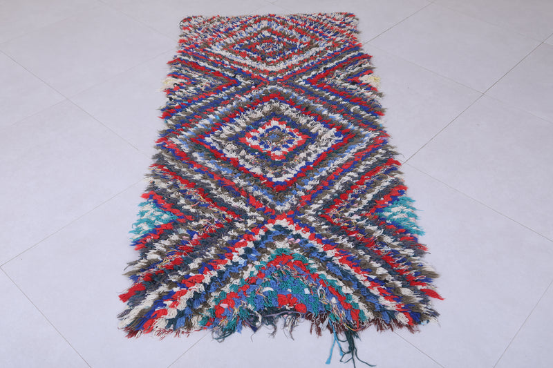 Moroccan berber rug 2.6 X 5.7 Feet - Boucherouite Rugs