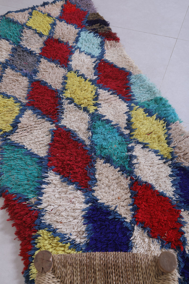 Moroccan berber rug 2.6 X 5.9 Feet - Boucherouite Rugs