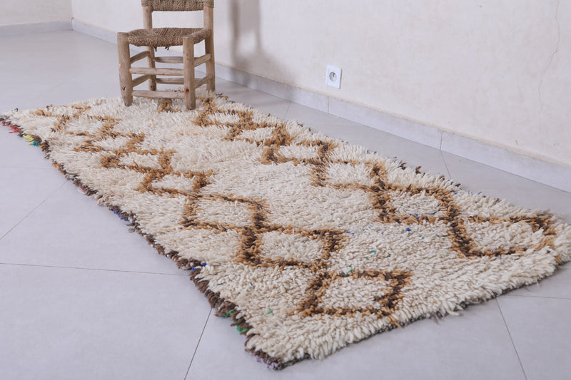 Handwoven Moroccan Berber Rug with Geometric Pattern - 3 X 6.3 Feet