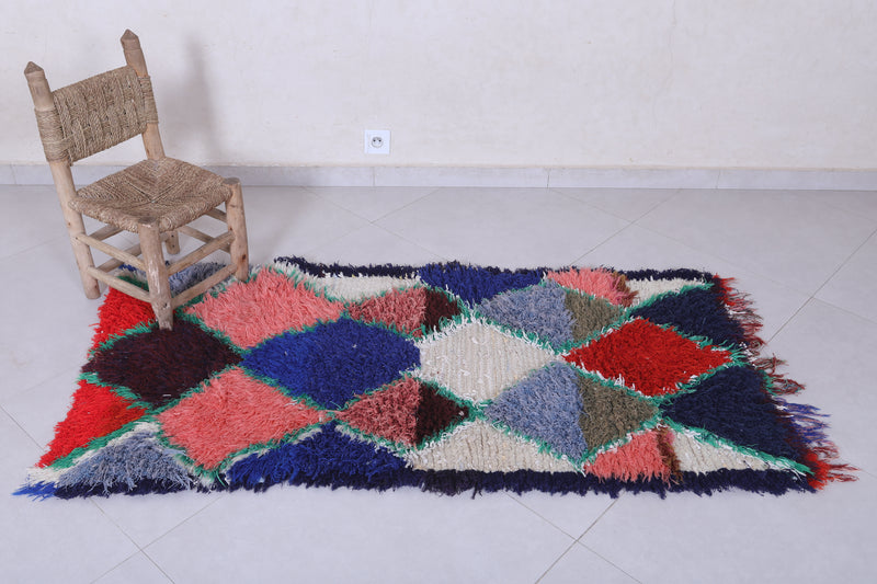 Moroccan berber rug 2.5 X 5.3 Feet - Boucherouite Rugs