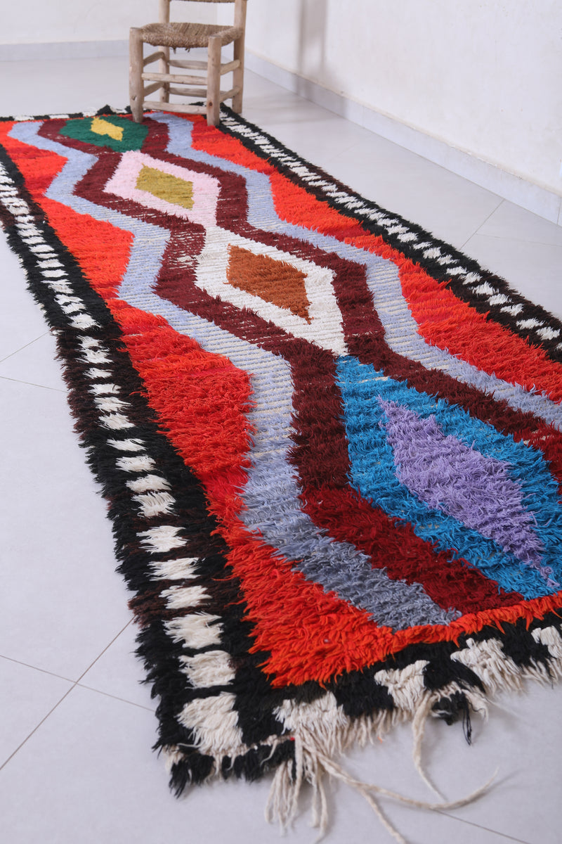 Vibrant Moroccan Berber Rug - 3.2 X 10.2 Feet