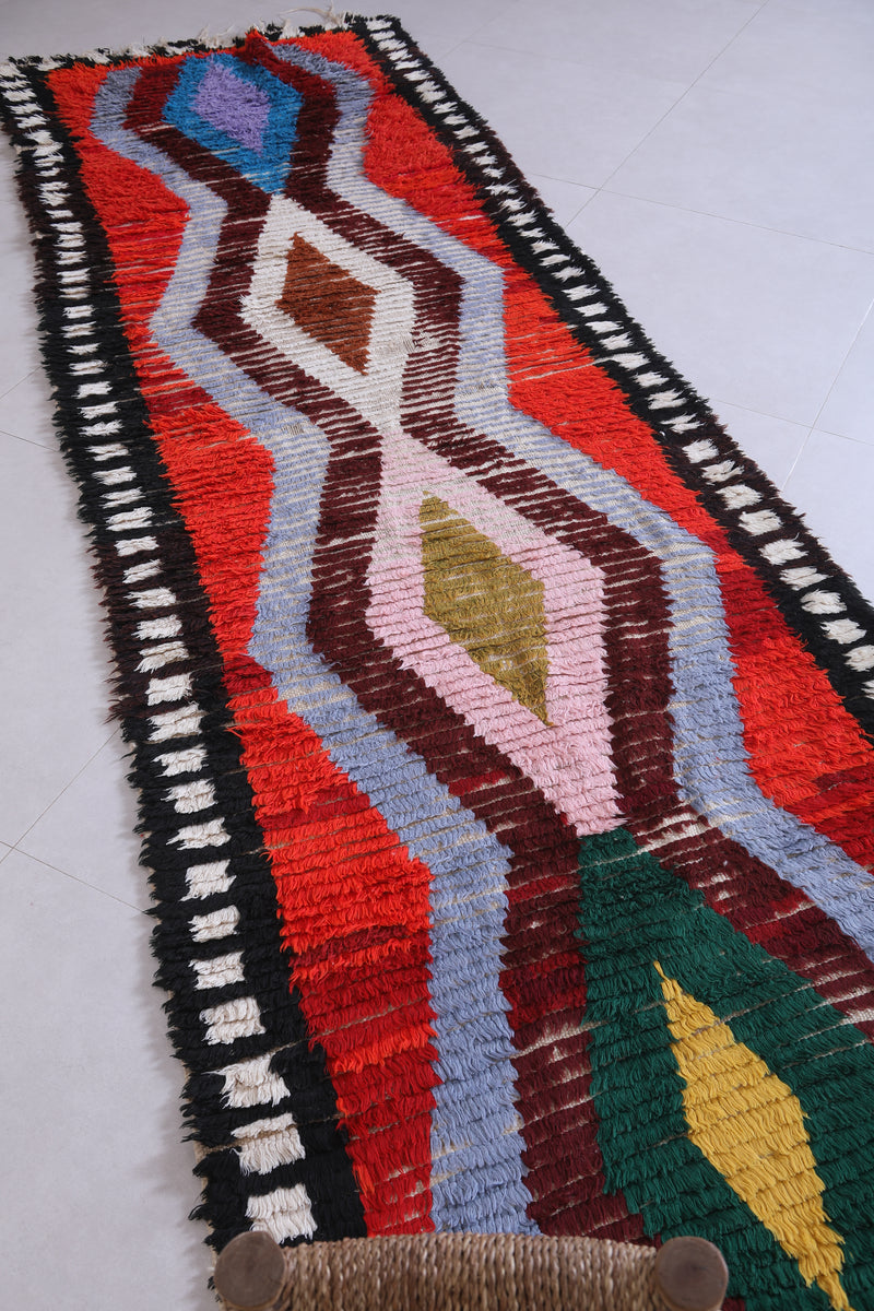 Vibrant Moroccan Berber Rug - 3.2 X 10.2 Feet