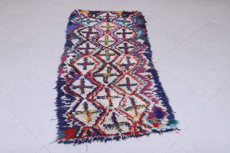 Moroccan berber rug 2.5 X 6.1 Feet - Boucherouite Rugs