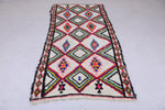 Vibrant Diamond Pattern Moroccan Berber Rug, 3.6 X 7.8 Feet