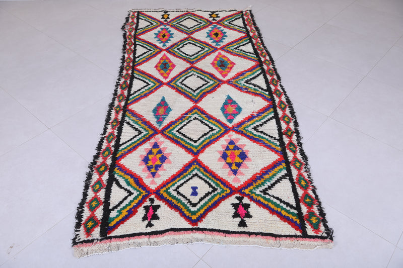 Vibrant Diamond Pattern Moroccan Berber Rug - 3.6 X 7.8 Feet