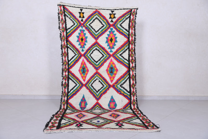 Vibrant Diamond Pattern Moroccan Berber Rug - 3.6 X 7.8 Feet