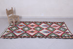 Vibrant Diamond Pattern Moroccan Berber Rug, 3.6 X 7.8 Feet