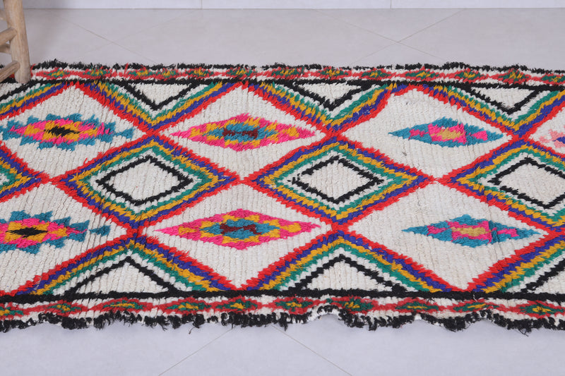 Vibrant Diamond Pattern Moroccan Berber Rug - 3.6 X 7.8 Feet