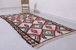 Vibrant Diamond Pattern Moroccan Berber Rug, 3.6 X 7.8 Feet