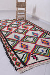 Vibrant Diamond Pattern Moroccan Berber Rug, 3.6 X 7.8 Feet