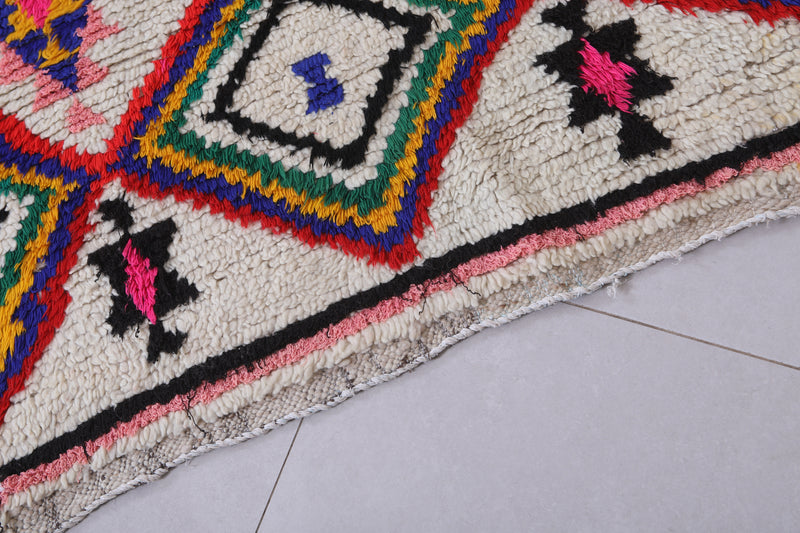 Vibrant Diamond Pattern Moroccan Berber Rug - 3.6 X 7.8 Feet