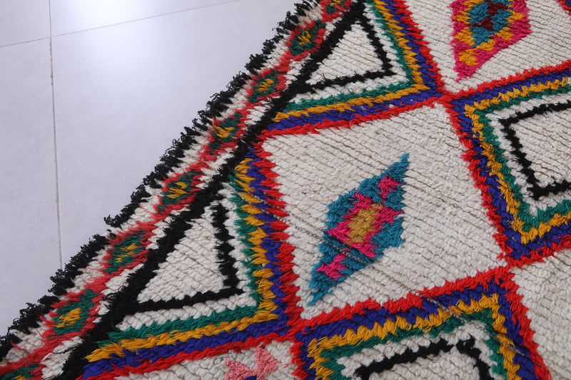 Vibrant Diamond Pattern Moroccan Berber Rug - 3.6 X 7.8 Feet