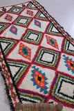 Vibrant Diamond Pattern Moroccan Berber Rug, 3.6 X 7.8 Feet